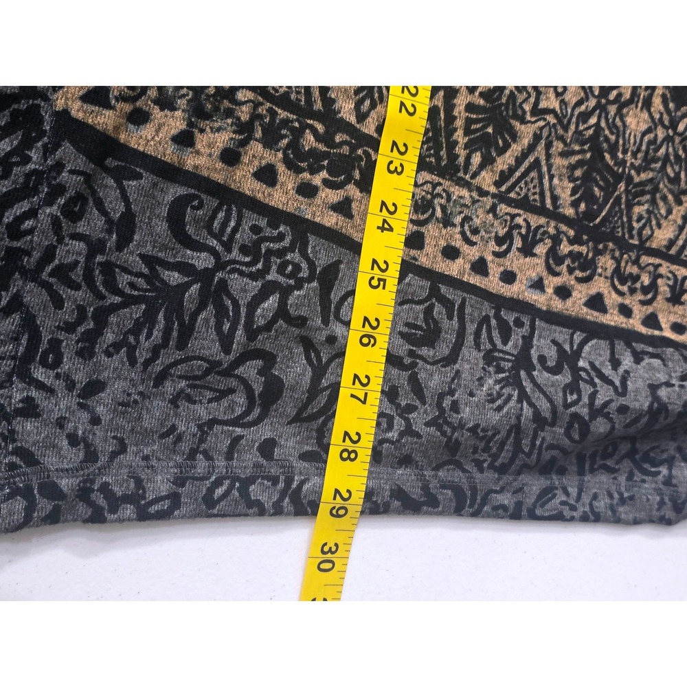 Ali Miles Womens XL Mixed Print Tunic Long Sleeve Pocket Knit Top Brown Gray - Picture 6 of 9